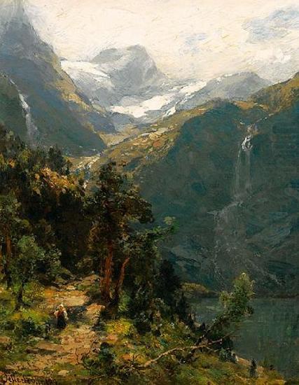 Hochgebirgslandschaft an einem Sommertag, Carl jun. Oesterley